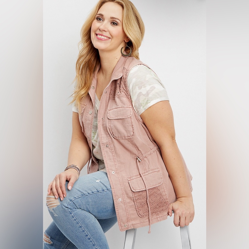Maurice’s linen vest with eyelet detail